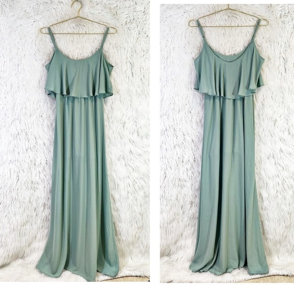 Show Me Your Mumu Caitlin Ruffle Maxi Dress Green Size M Formal - Picture 2 of 4